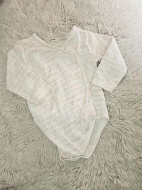 Mexx Baby Girl Pink Heart Kimono Bodysuit Wrap Onesie 6-9 Months Cute🩷